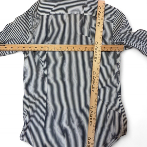 Ralph Lauren Sport Blue White Stripe Tie Front Blouse Button Down Top Sz 4 - Picture 4 of 12